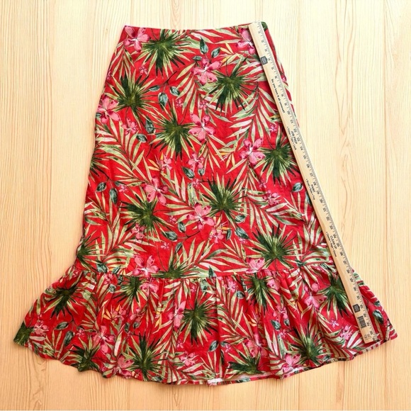 LULUS Island Experience Tropical Floral Ruffle Midi Skirt - Size Large - NWT - Picture 6 of 13
